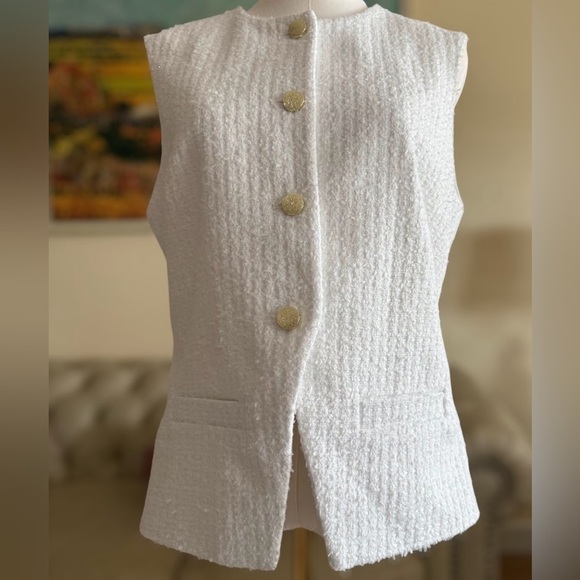 Nanette Lapore White Tweed Vest Size Medium NWT - Picture 2 of 7
